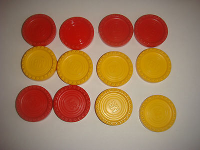 Vintage Connect 4  Spare Counters Pieces Spares  4 RED 4 YELLOW-VGC**FREE P&P** 
