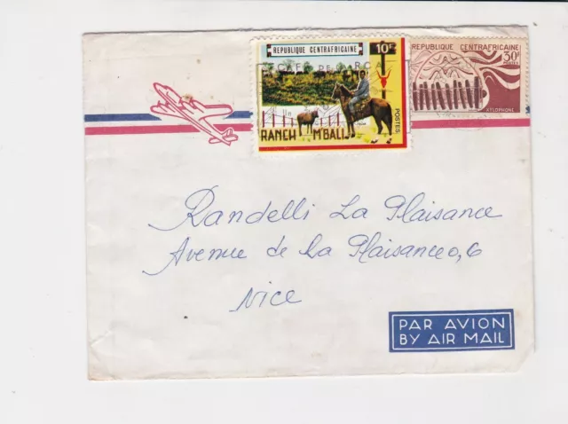 republique central africa 1970s xylophone farming airmail stamps cover ref 20208