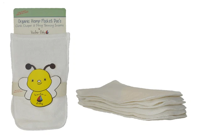 Kashmir Baby Pocket Duo Hemp Cloth Diaper Inserts (6 Pack). Washable. Reusable.