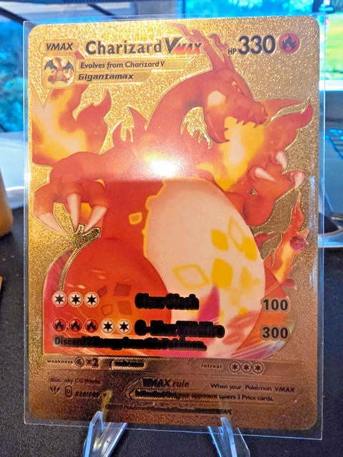 gold foil fan art pokemon cards Umbreon VMAX Ultra Rare Holo Qatar Pokmon Shining Charizard 107/105 Gold