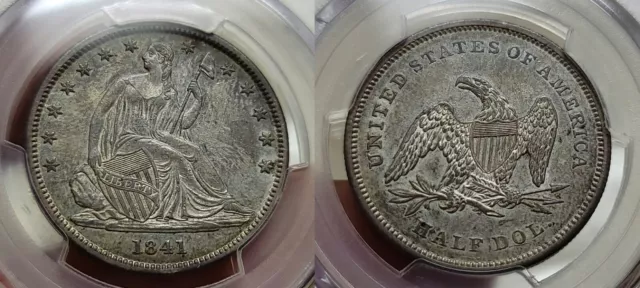 1841 P Seated Liberty Half Dollar 50c PCGS AU 53