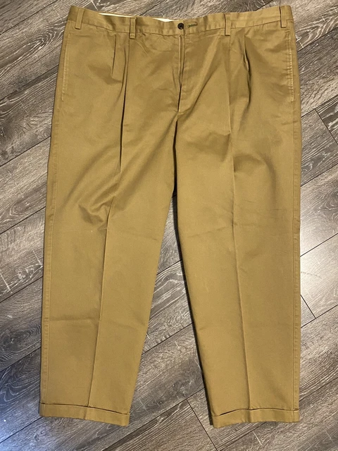 ORVIS MENS ULTIMATE 8k57 pleated twill chinos pants 46 x 30 beige
