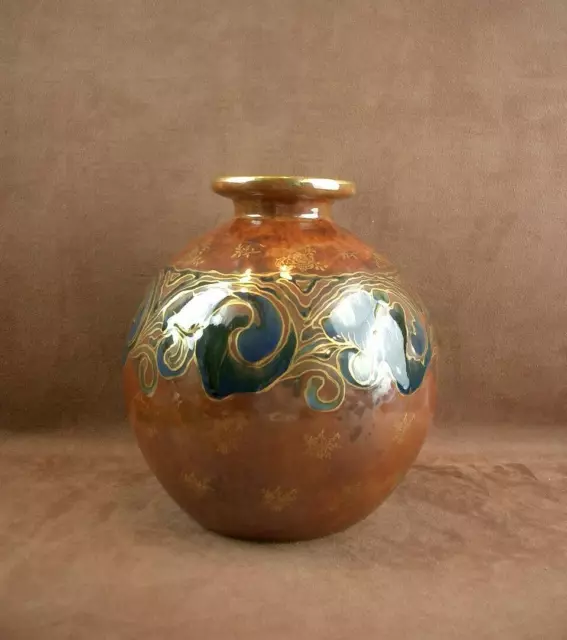 Bel Important Vase Boule Art Deco En Porcelaine De Limoges Signé Camille Tharaud