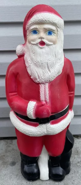 Vintage Santa Claus Blue Eyes Light Up Blow Mold Union Products 22" Tall Works