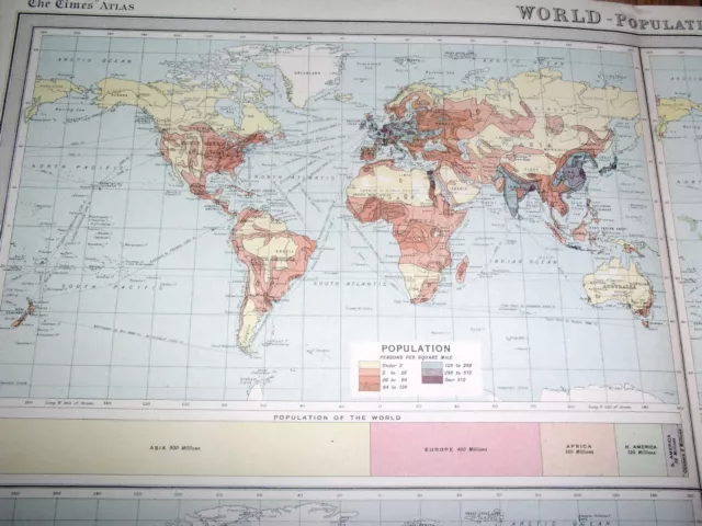1922 Map Of World Population Religion Races America Africa Asia Europe 2