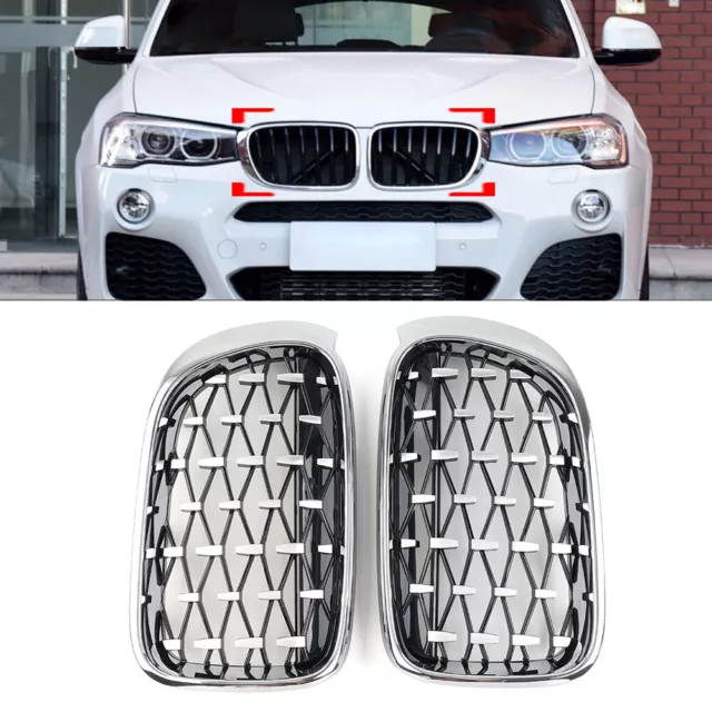 1 Pair Front Bumper Kidney Grille For BMW X3 F25 X4 F26 2014-2017