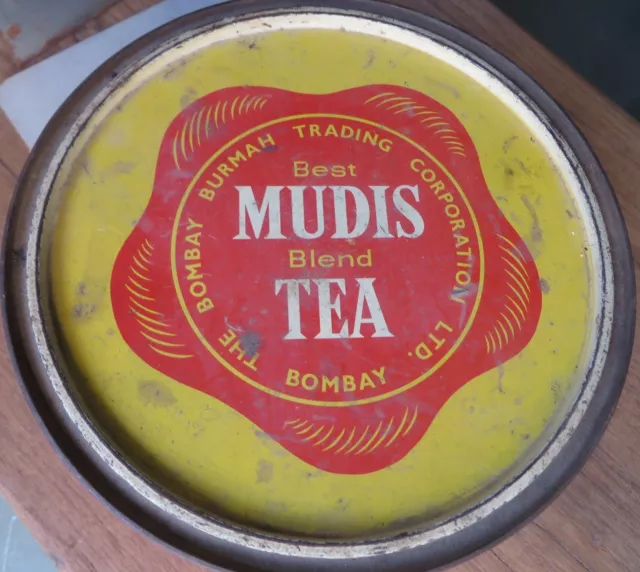 Advertise Litho tin box best Mudis Blend Tea Circa 1960 Bombay burmah Pictorial