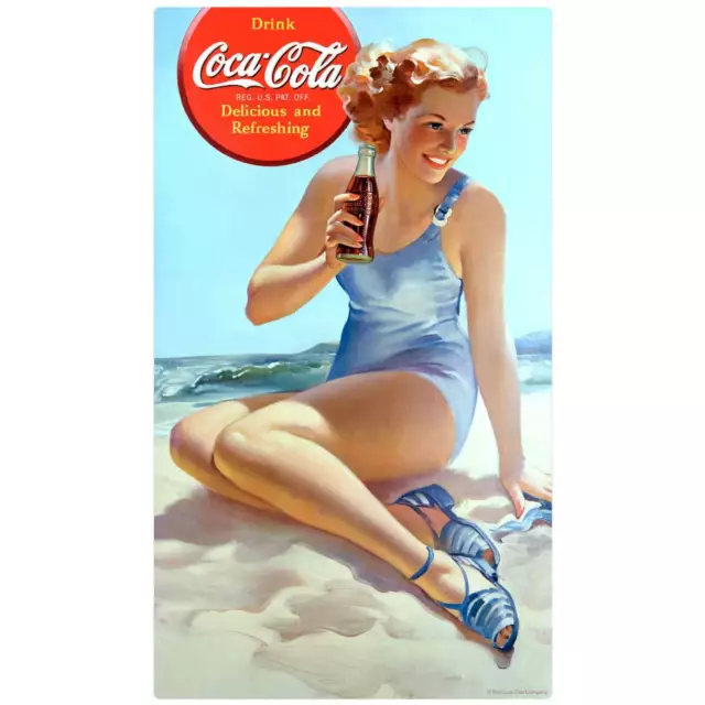 Coca-Cola Girl at Beach Wall Sticker Wall Art Decal 8 x 14