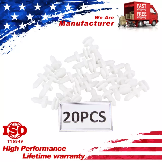 20 Pack Retainer Clip Door Trim Panel Push 6.5mm Type for GM Truck Chevrolet USA
