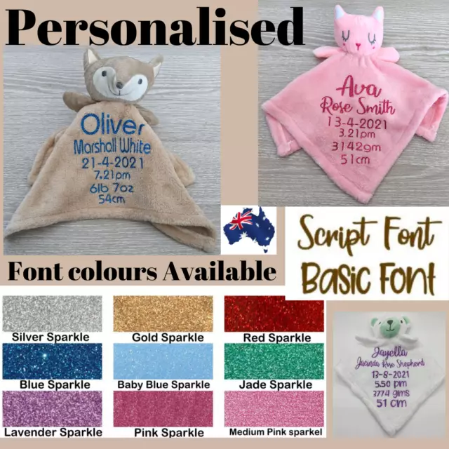 Personalised Birth Announcement Comforter Teddy Custom Baby Gift Baby Shower Boy