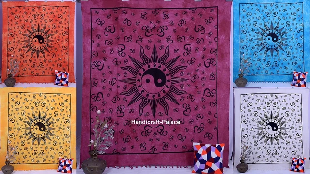 Colgante Hippie Indio Mandala Elefantes: Tapiz Bohemio Para Pared O Playa - Tamaño Grande 215x140 Cm - 100% Algodón