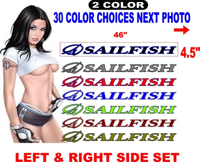 SAILFISH BOAT DECAL BOATS DECALS 30 COLOR OPTIONS message me for other sizes