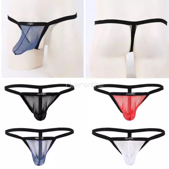 Men's Fishnet See-through G-string Bikini Underwear Pouch Briefs Thong Lingerie