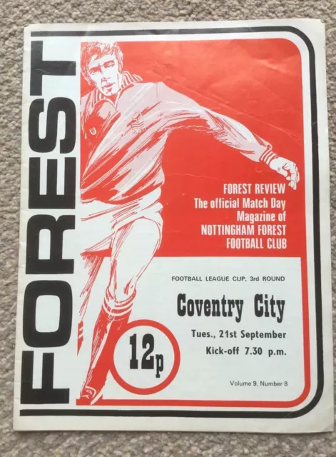 Nottingham Forest v Coventry City 21st Sep 1976 League Cup 3rd Round Vol 9 No 8