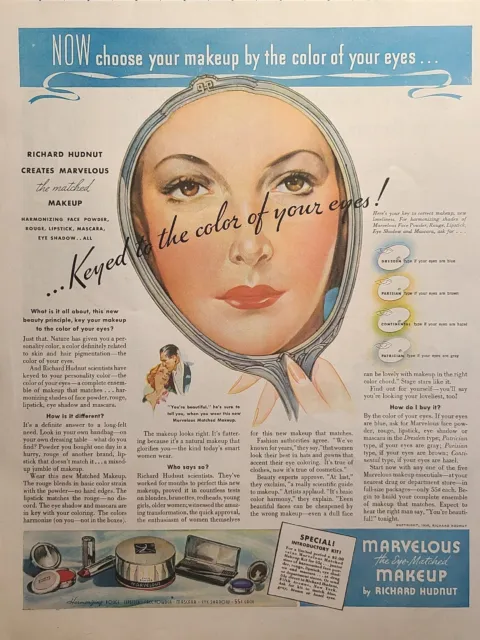 Marvelous Makeup Matched To Your Eyes Richard Hudnut Vintage Print Ad 1936