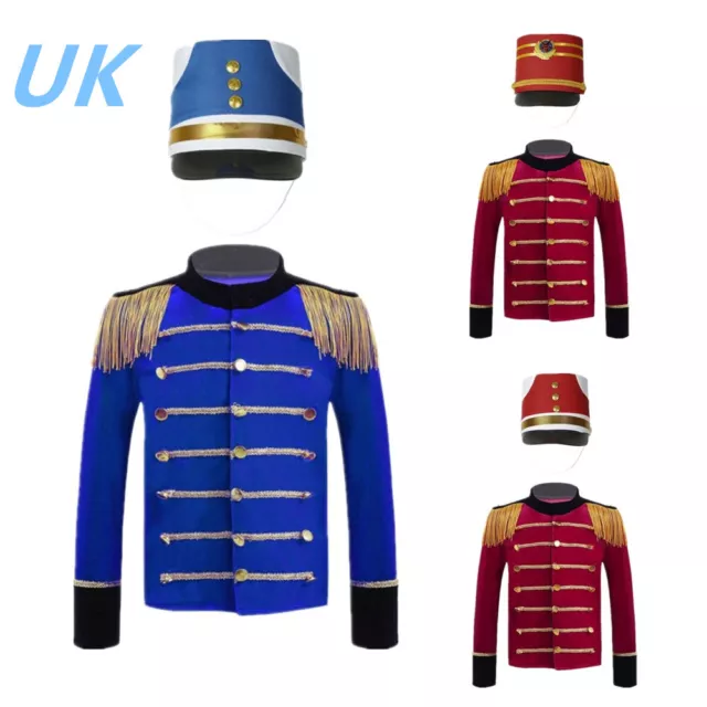 UK Unisex Kids Majorette Costume Circus Ringmaster Uniform Jacket with Hat Set