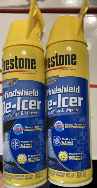 New!! Prestone Windshield De-icer 17 oz Spray Can w/Built in ice scraper