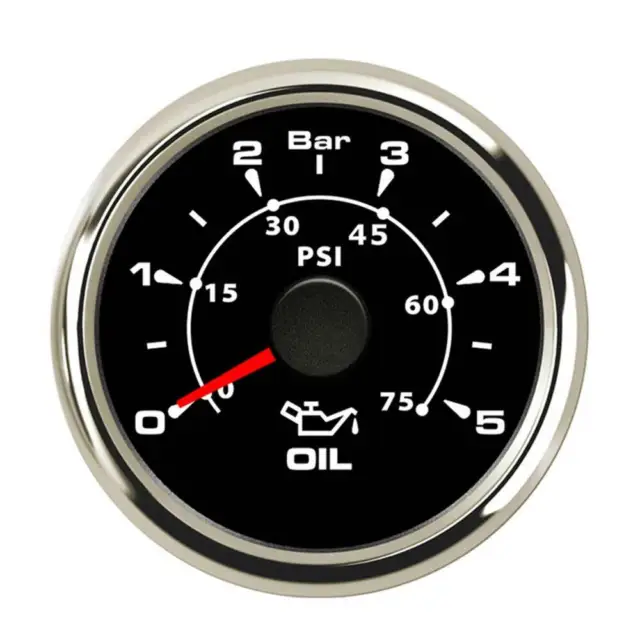 52mm Pointer Oil Pressure Gauges 0-5Bar Waterproof Oil Pressure Meters 0-75psi