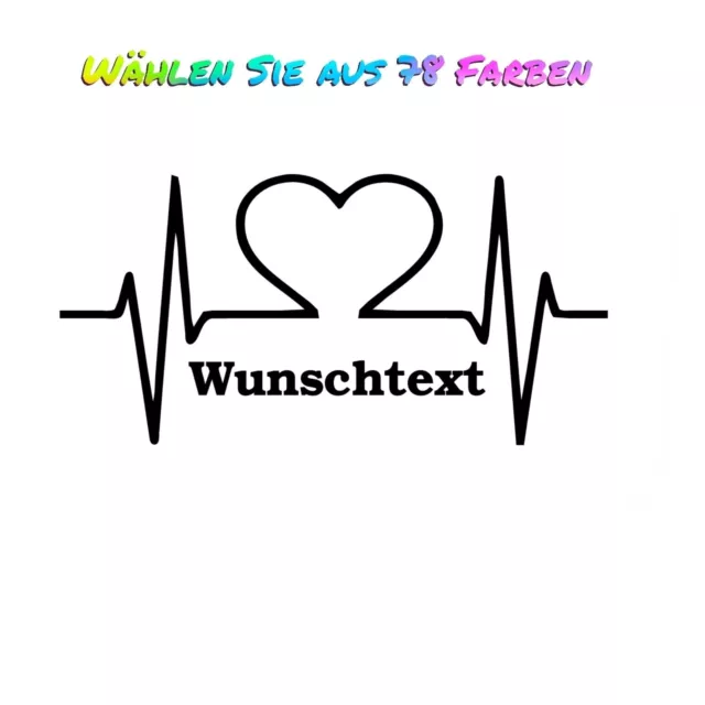 1x Aufkleber Herzschlag Pulsschlag Text Heartbeat Love tuning Auto sticker 20cm