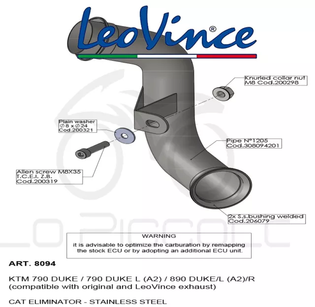 8094 Collettore Elimina Catalizzatore Leovince Ktm 890 Duke/L /R 2021