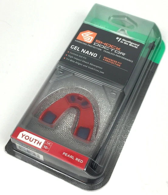 Shock Doctor Youth Gel Nano Mouth Guard Pearl Red Gum Shield - Age 10 and Below