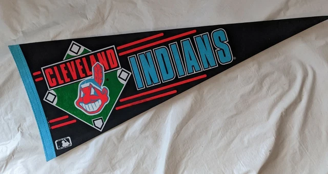 Vintage Cleveland Indians Chief Wahoo Neon Gagliardetto Etichetta MLB Trincea