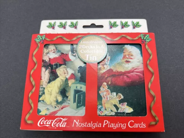 COCA COLA  Nostalgia Santa Playing Cards in a Collectible Tin 2 Sealed Decks