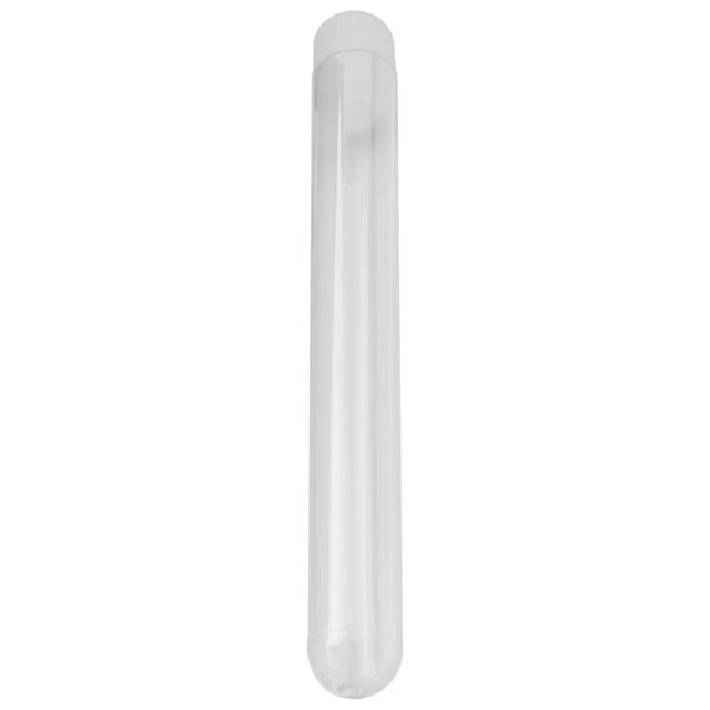 100Pcs 12X100mm Transparent Laboratory Clear Plastic Test Tubes Vials with PusU5