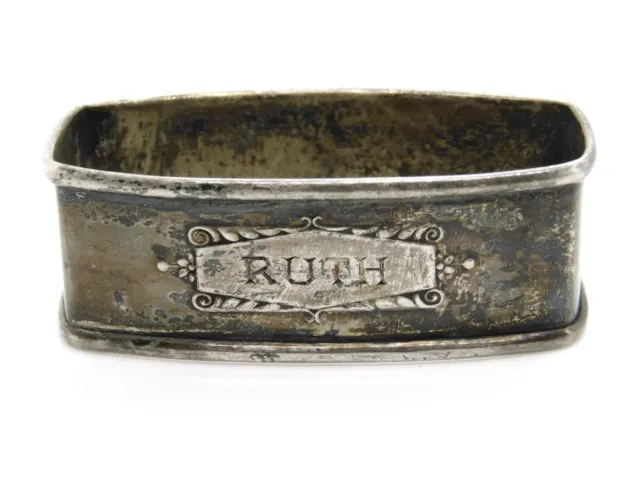 Vintage Webster Co 925 Sterling Silver Monogrammed RUTH Oblong Napkin Ring