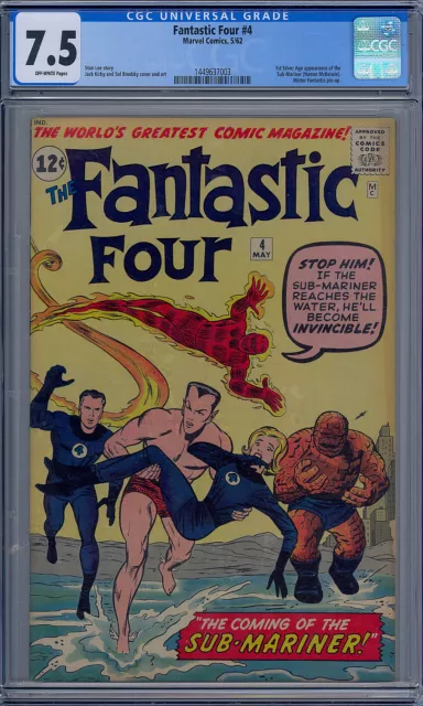 Cgc 7.5 Fantastic Four #4 1St Silver Age Appearance Of The Sub-Mariner Ow Pgs