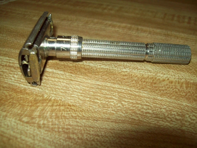 1964 Gillette SLIM Adjustable 1-9 Safety TTO Razor J 2 +Vintage PAL blades w/box