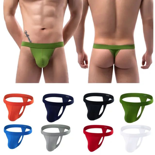 Men's G-string Thongs Sexy Underwear Low-rise Bulge Pouch Soft T-back Underpants