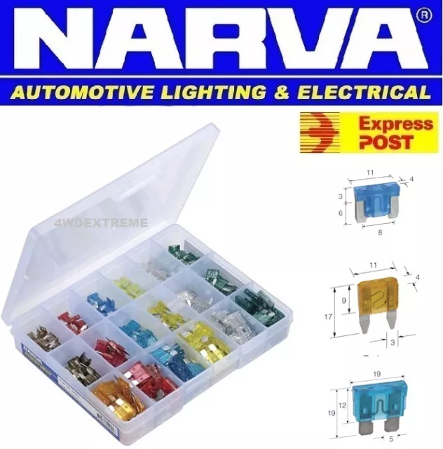 Narva 52022 300 Pc  Blade Fuse Kit Assortment, Micro Mini Ats Standard Fuses