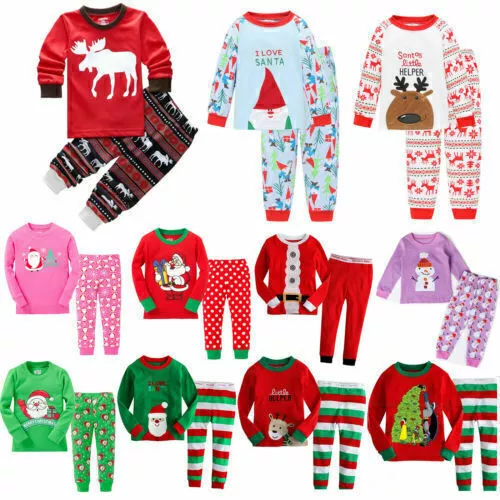 Child Boys Girls Christmas Pyjamas Set Pajamas Nightwear Sleepwear Xmas PJ's↑