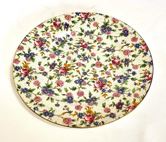 Vtg Pre-1960 Royal Winton Grimwades Ivory Old Cottage Chintz Salad Plate 8"