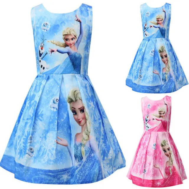 Frozen 2 Kids Girl Elsa Princess Dress Party Sundress Cosplay Tank Vest Dresses