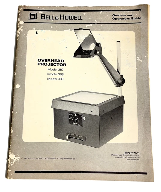Vintage Bell & Howell Overhead Projector Instruction Manual Models 387 388 389