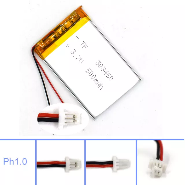 3.7V 500mAh Lipolymer 303450 Battery Rechargeable Cell for Lamp Led Camera GPS