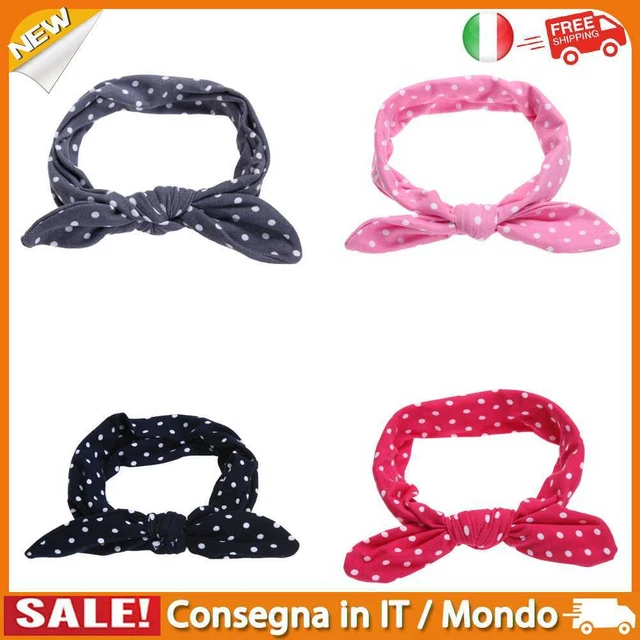 IT Baby Kids Girls Dots Printed Bowknot Headband Turban Stretchable Hairband