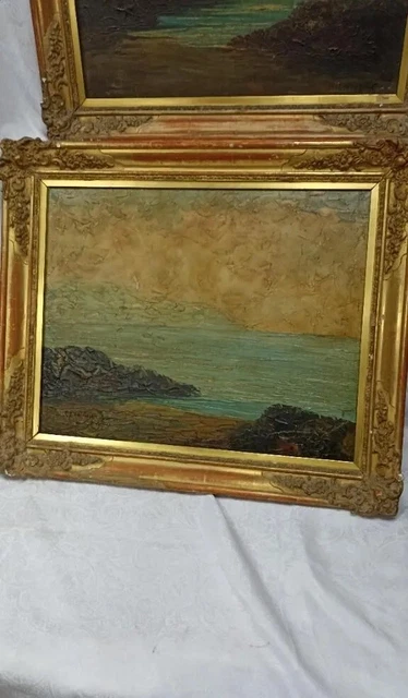 Pareja Oleos sobre lienzo. Pintor Paul Eitienne Sain. Marcos del XIX