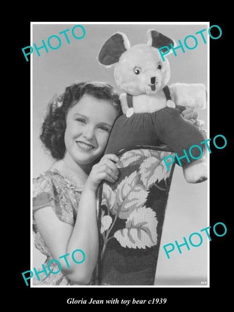 OLD LARGE HISTORIC PHOTO OF 1950s ACTRESS GLORIA JEAN WITH TEDDY BEAR ...