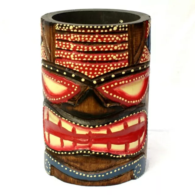 Tiki Bar Decoration Pot Hand Carved Painted Bar Storage Decor Accessories