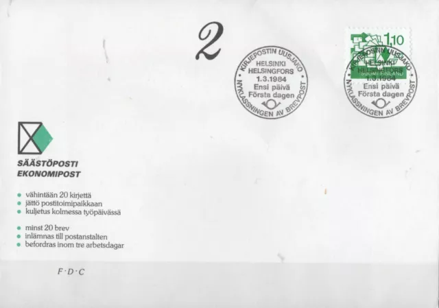 A5 Finland 1984, FDC - 1.3.84, Reclassification of letter mail.