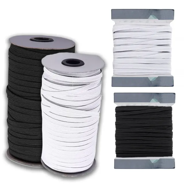 QUALITY Flat sewing Band Elastic CORD White/Black Face Mask 3mm,5mm,6mm,12mm