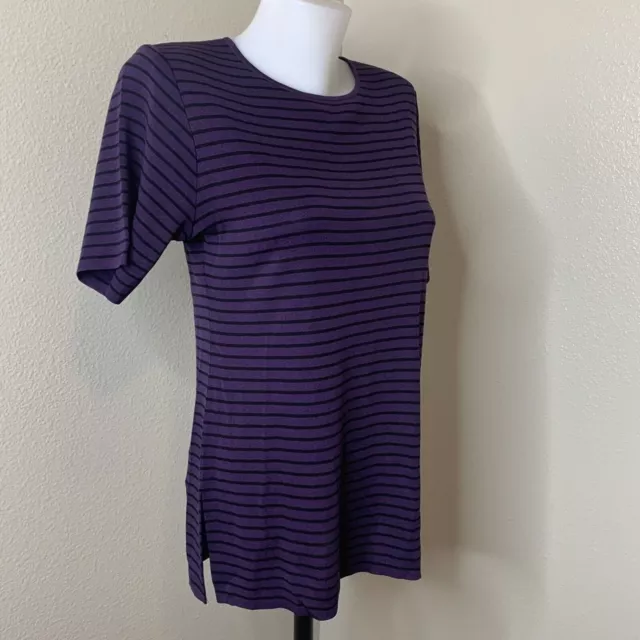 Exclusively Misook Purple Stripe Black Blouse Women’s Large? Shirt