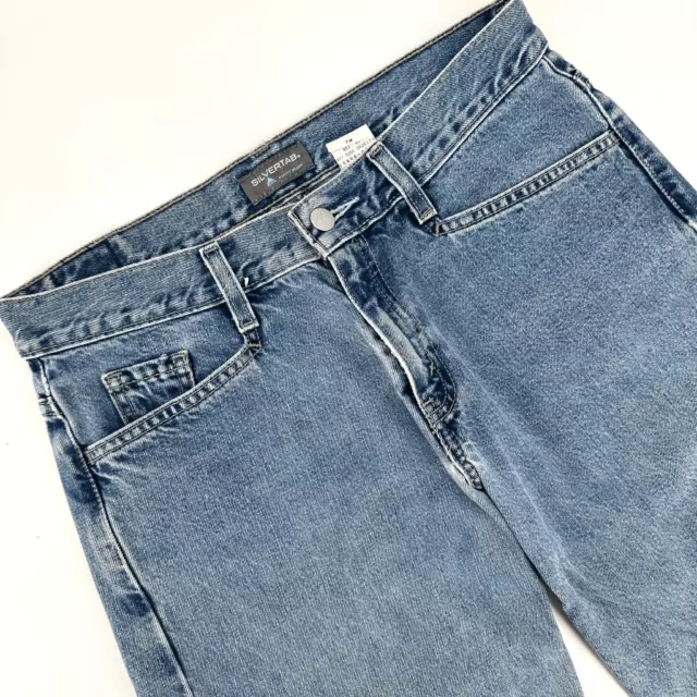 Vintage 90s Levi's Silvertab Womens Straight Jeans Blue Denim Light Wash Size 7M