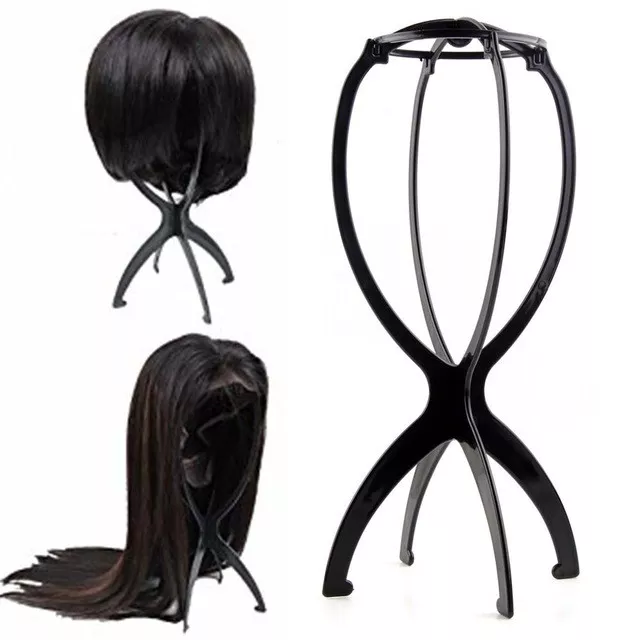 2 Pcs Wig Display Stand Mannequin Head Hat Cap Hair Holder Foldable Stable Tool