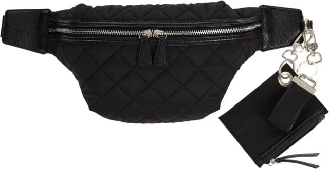 Samantha Brown To-Go Quilted Belt Bag RFID BLACK NEW 777-416