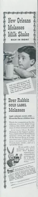 1944 Brer Rabbit Gold Label Molasses New Orleans Milk Shake Iron Print Ad LHJ1