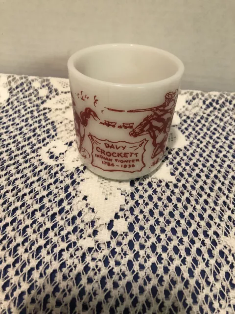 Hazel Atlas Cup Davy Crockett Cowboy Western VINTAGE 1950s Childs Mug Milk Glass